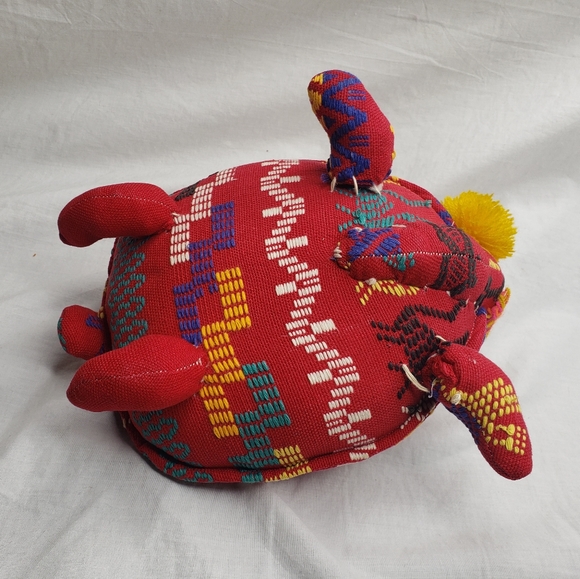 Vintage Campaya Artisan Fabric Stuffed Turtle 9 x 5.5 Inches and Keychain - Picture 3 of 6